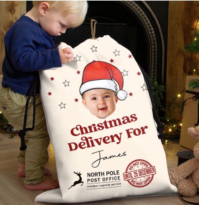 Custom Christmas Delivery Face Photo Family Bag