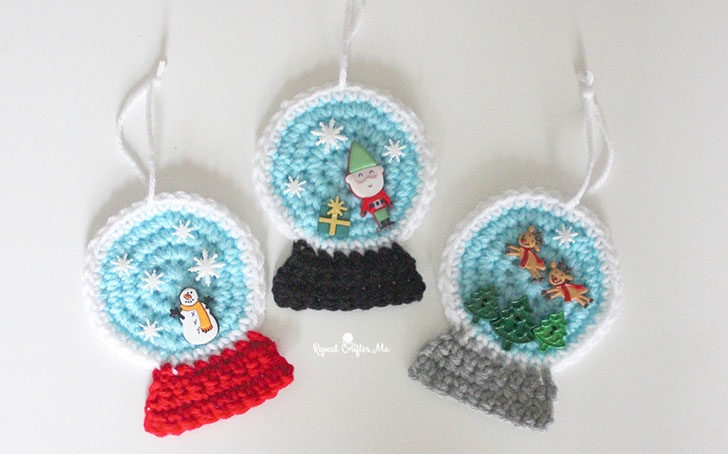DIY Crochet Snow Globe Ornaments