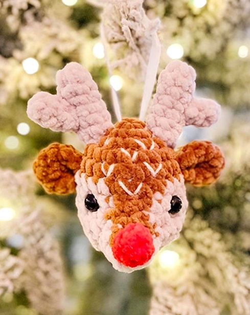 Whimsical Face Reindeer Crochet Ornaments