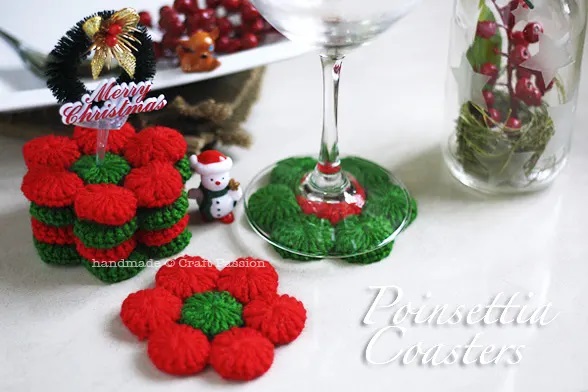 Crochet Poinsettia Coasters