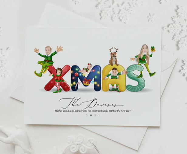 Christmas Family Illustration Card