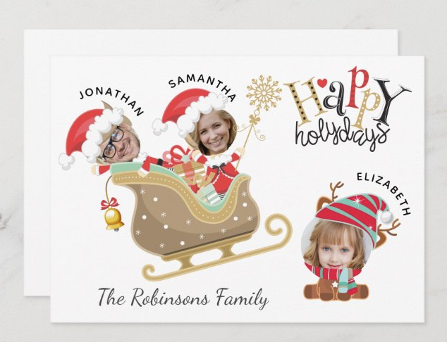 Modern Photo Santa Family Christmas Card