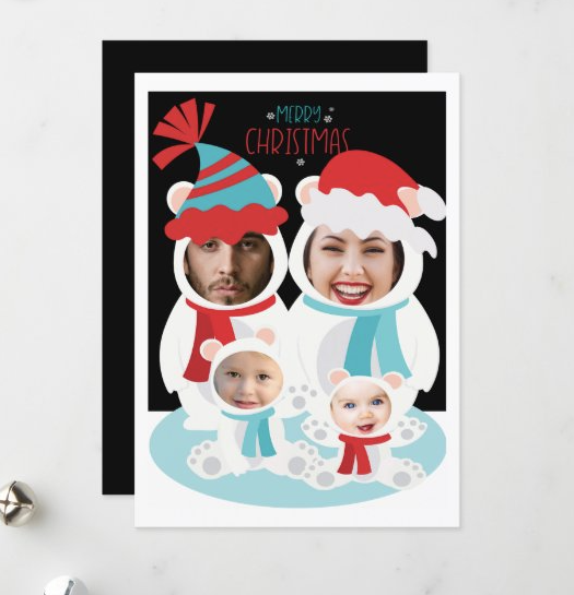 Personalized Polar Bear Family Holiday Card