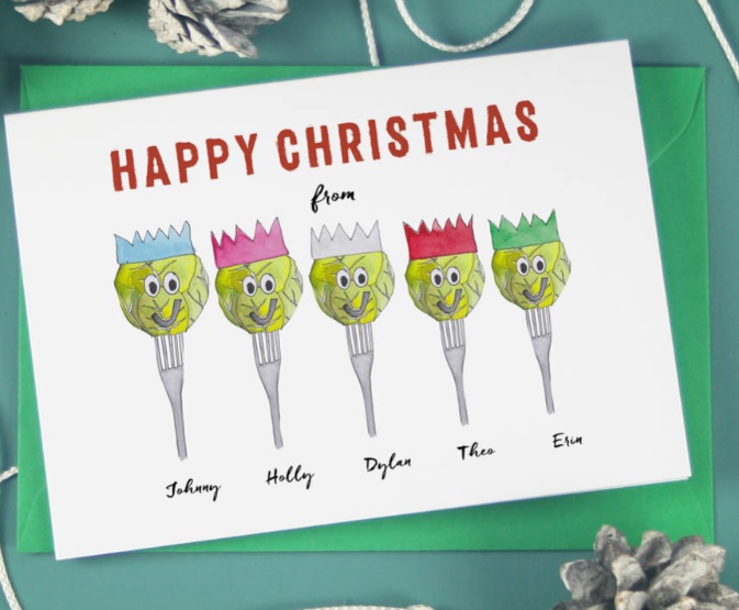 Personalised Brussels Sprout Family Christmas Cards