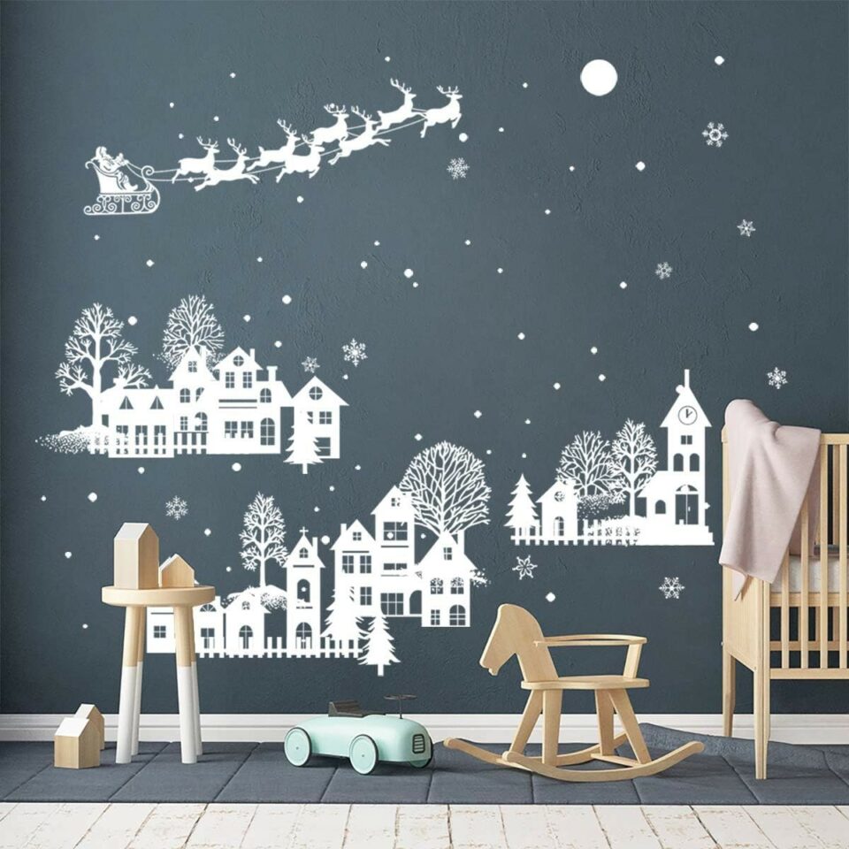 6 Sheets Christmas Snow Stickers Decorative Sticker Decor Glass Stickers