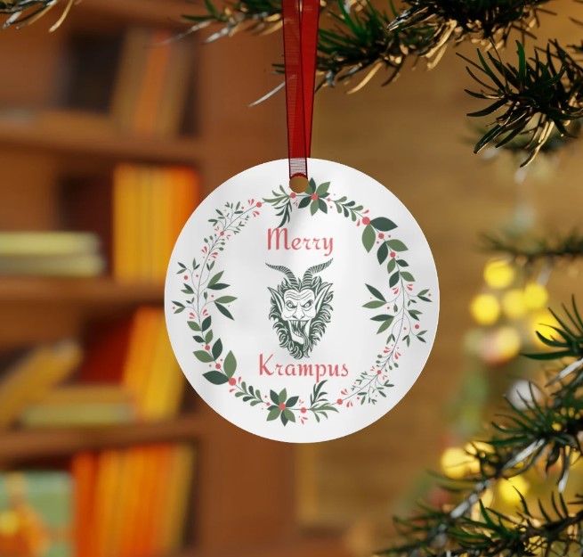 Merry Krampus Christmas Metal Ornament