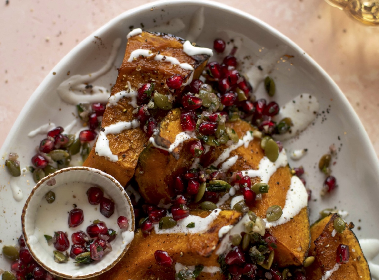 Roasted Kabocha Squash With Pomegranate Pepita Relish