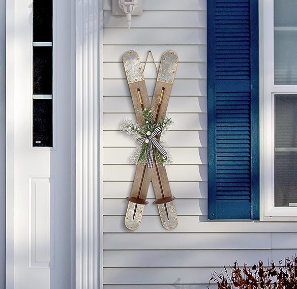 Repurposed wooden skis 