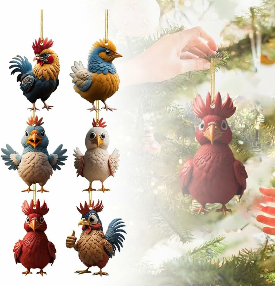 Christmas chicken ornament