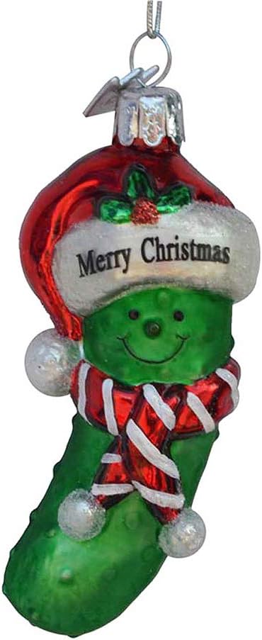 Pickle ornament with cute bear’s face