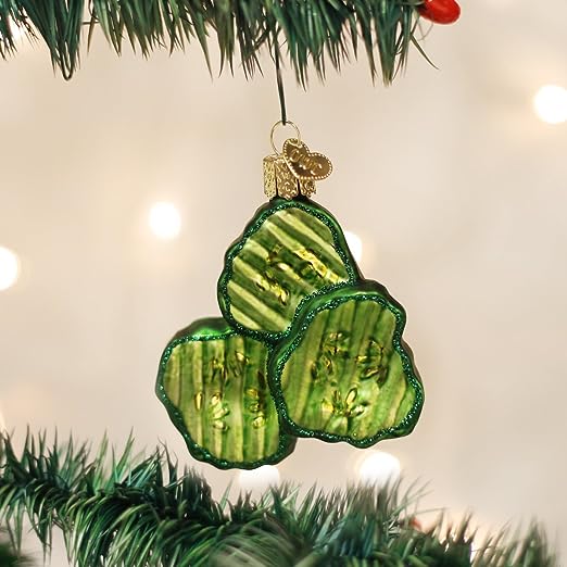 Sliced pickle chips ornament