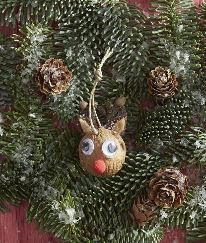 Walnut Rudolf Christmas Ornament