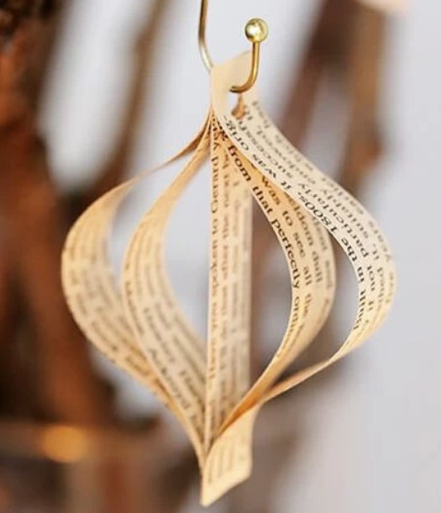 Christmas Ornaments Made Of Book Paper 