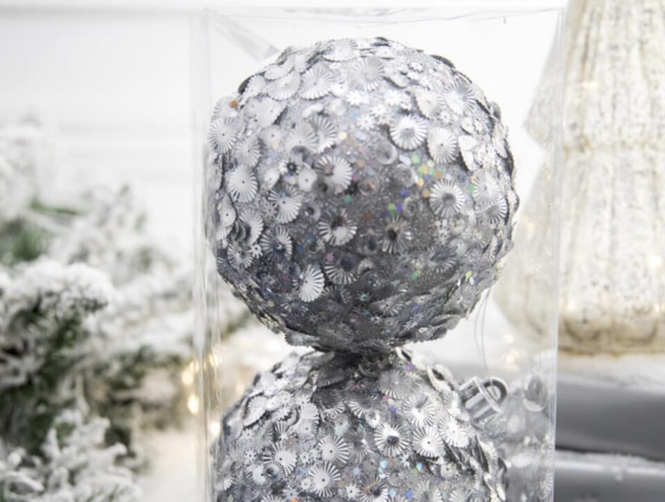 Silver Glamour Sequin Ball Ornaments 