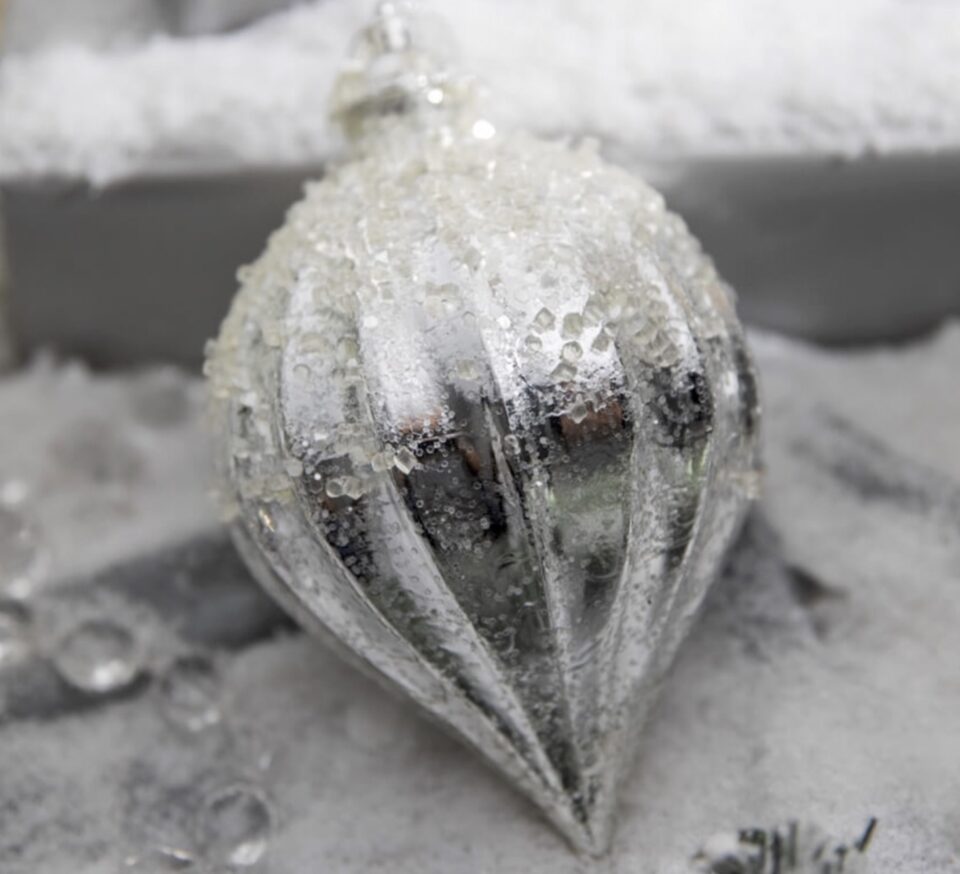 Metallic Ridged Iced Kismet Finial Ornament