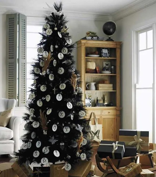 black christmas tree decorations