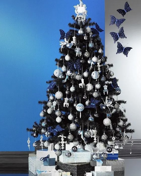 Contrast navy black Christmas tree