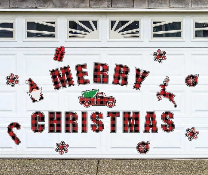 Whaline Plaid Christmas Garage Decorations