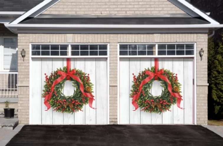 Christmas Wreath Garage Banner Door Mural