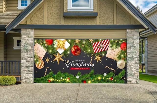 Colorful Christmas Garage Door Mural