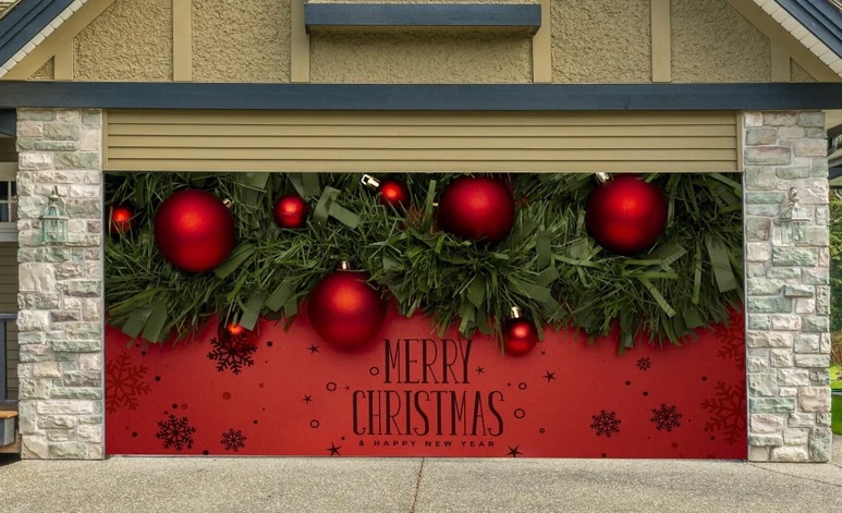 Merry Christmas Garage Door Mural