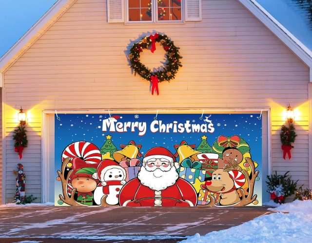 Santa's Cute Reindeer Garage Door Murals