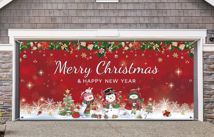 Christmas Snowman Garage Door Banner