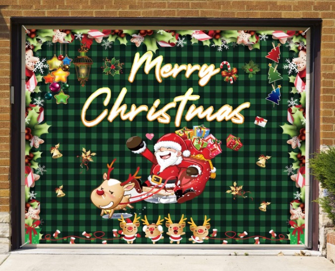 Santa Claus Reindeer Banner for Xmas Holiday