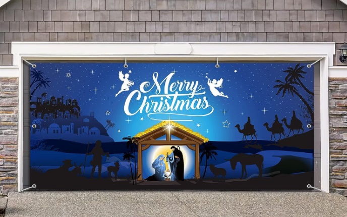 Extra Large Fabric Nativity Scene Christmas Backdrop