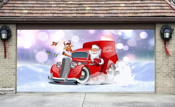 Santas Red Truck Door Cover