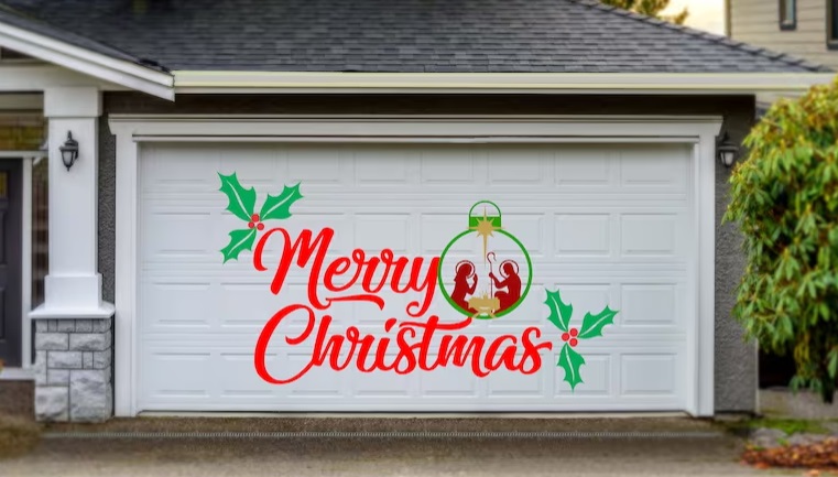 Merry Christmas Garage Door Magnet on Lexan