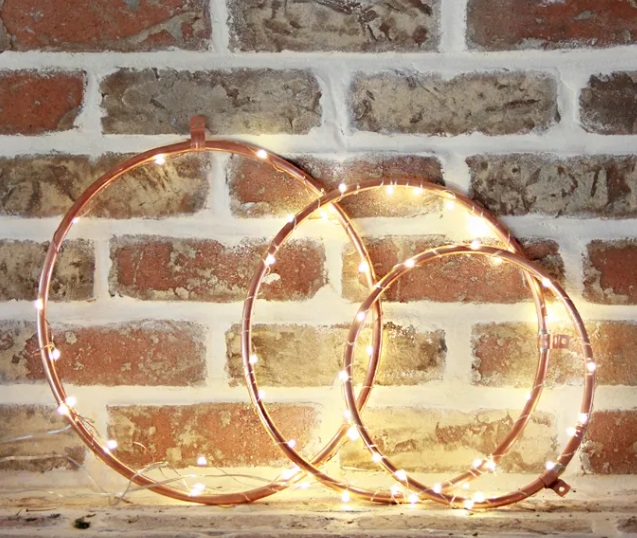 DIY Copper Lighted Wreaths