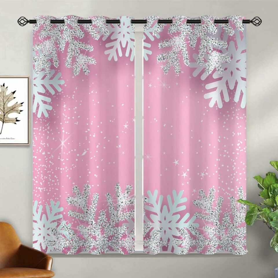 Pink Christmas Blackout Curtains