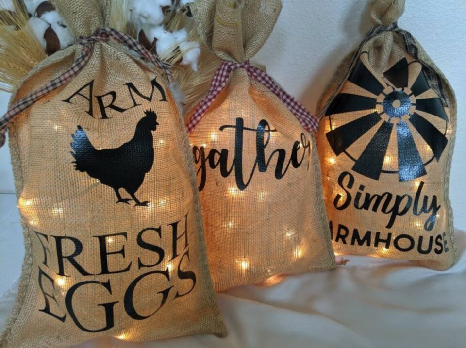 Lighted Burlap Bag
