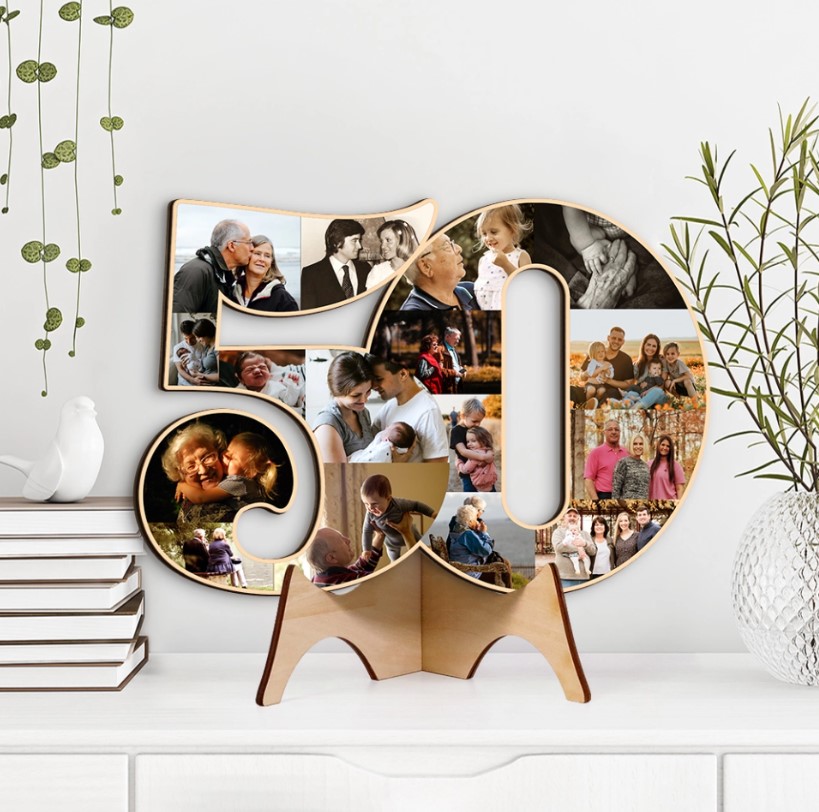Golden Milestone- Custom Photo Collage Wooden Sign
