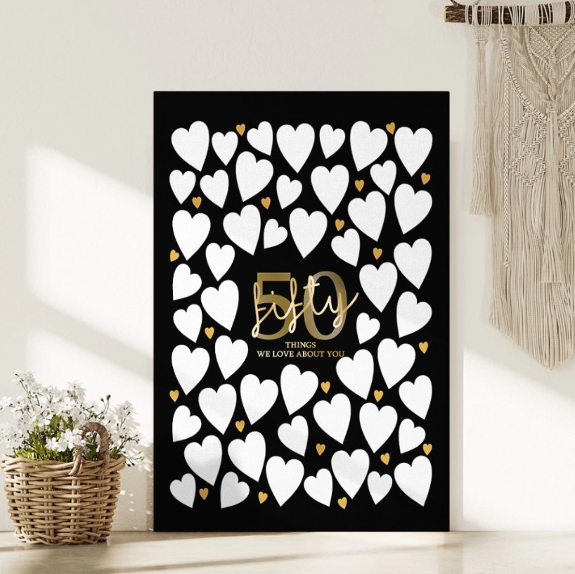 Write Your Own  50 Things We Love About You Canvas Poster Wall Art
