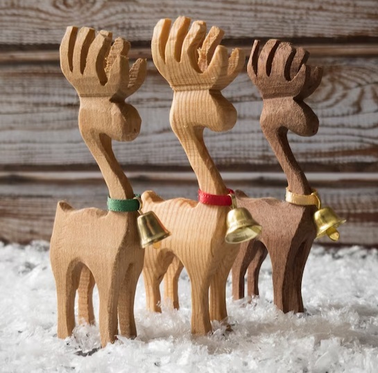 Handmade Wooden Reindeer Christmas Decoration