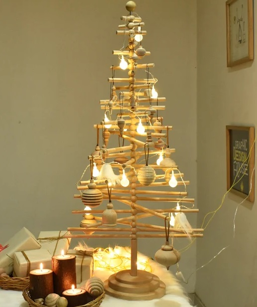 Wooden Christmas Tree with Light