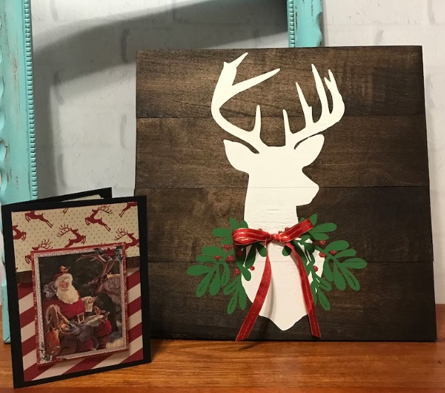 Rustic Painted Reindeer Wooden Christmas Decor