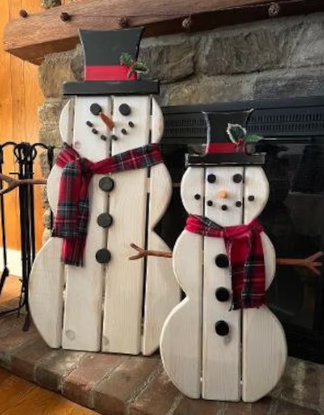 Large Wooden Snowman Decor