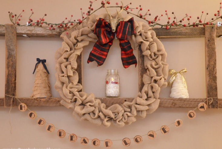 Rustic Burlap Wreath For Christmas