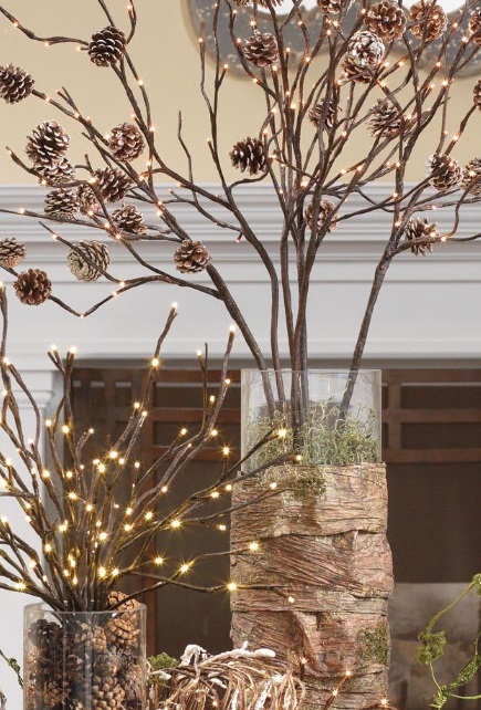 Lighted Pinecone Branch Centerpiece