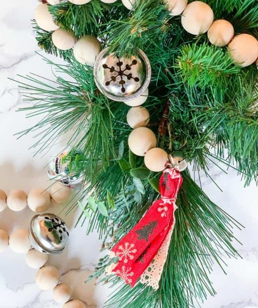 Jingle Bell Wood Bead Garland