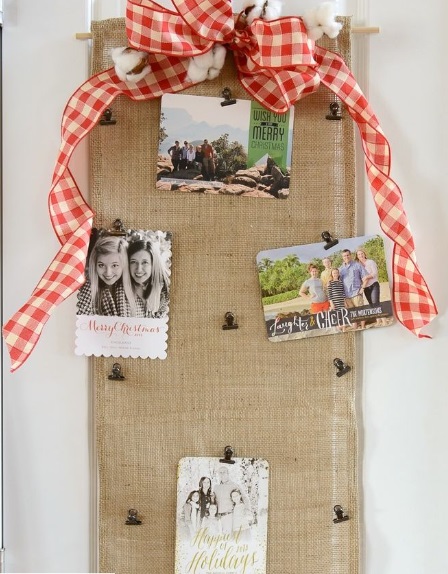 Burlap Christmas Card Holder