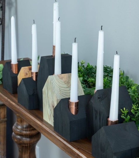 DIY Wooden Candlestick Holders - Delineate Your Dwelling