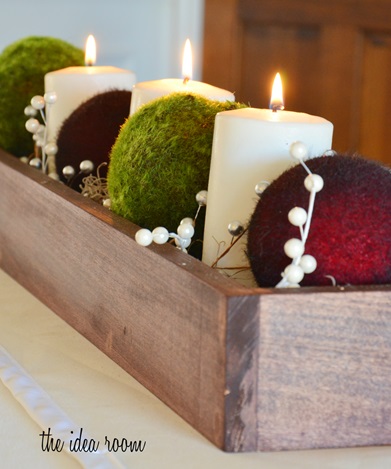 Wooden Box Christmas Table Centerpiece