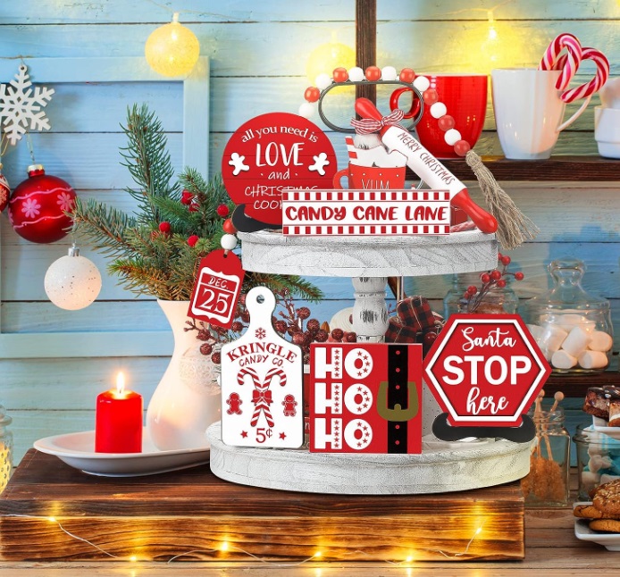 Christmas Tiered Tray Decor