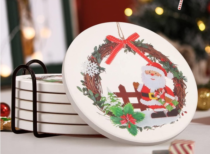 Christmas Coasters with Holder