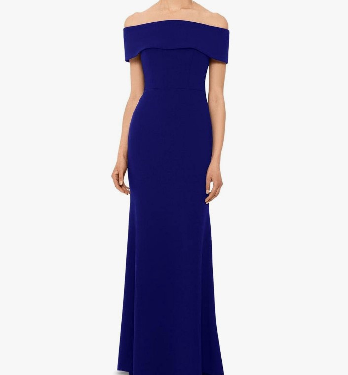 Off-The-Shoulder Bow-Back Evening Dress