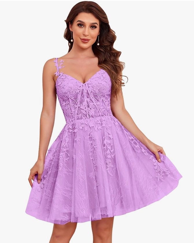 Straps Lace Homecoming Dresses